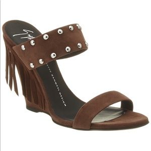 Giuseppe Zanotti Brown Suede Wedges